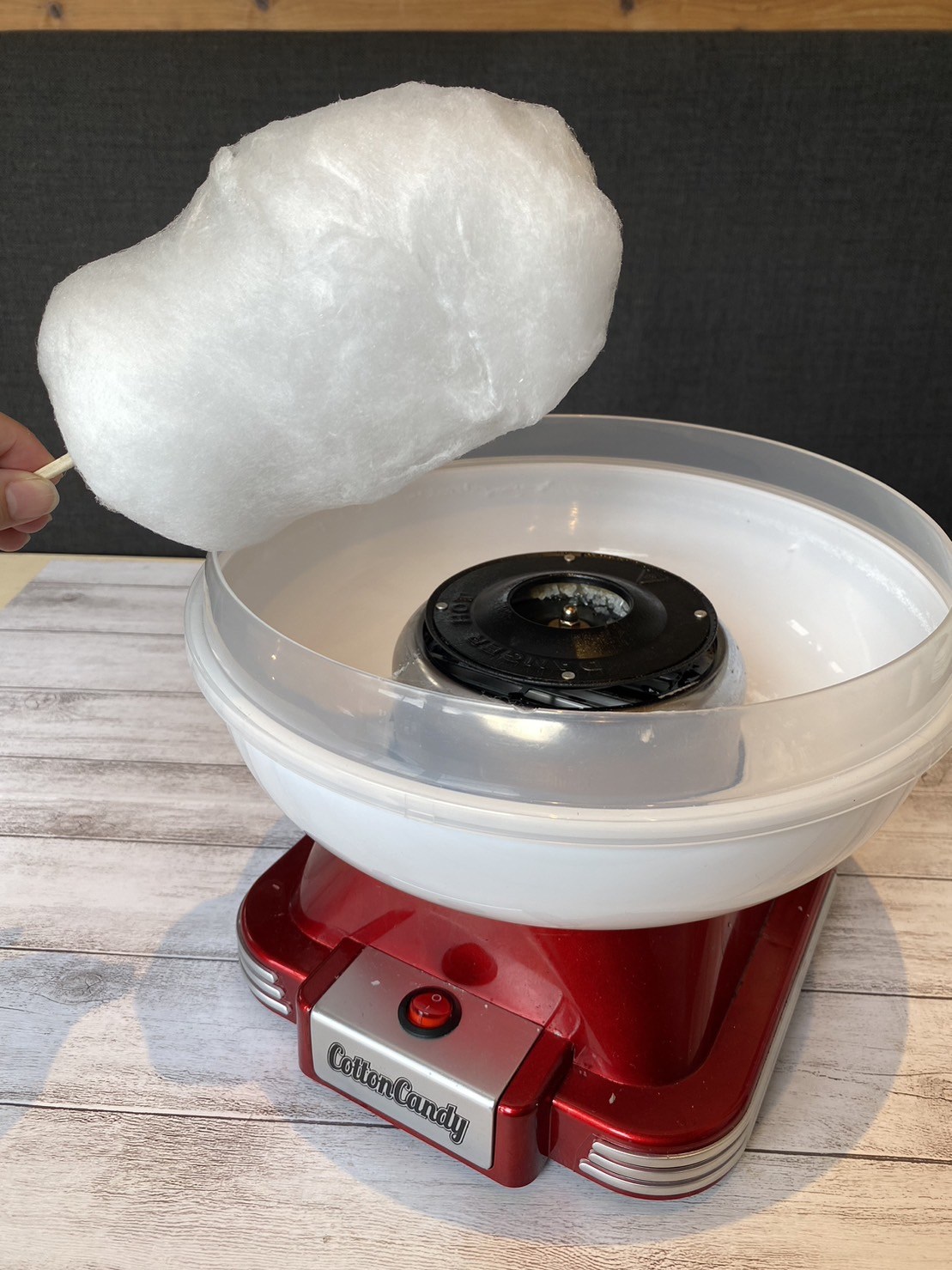 キッズ達が喜ぶわたがし体験コーナー初めました♪【お好み焼・鉄板焼ちんちくりん八木店】